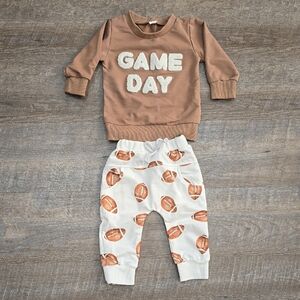 Brown 'Game Day' Sweatshirt and Football Print Pants Set